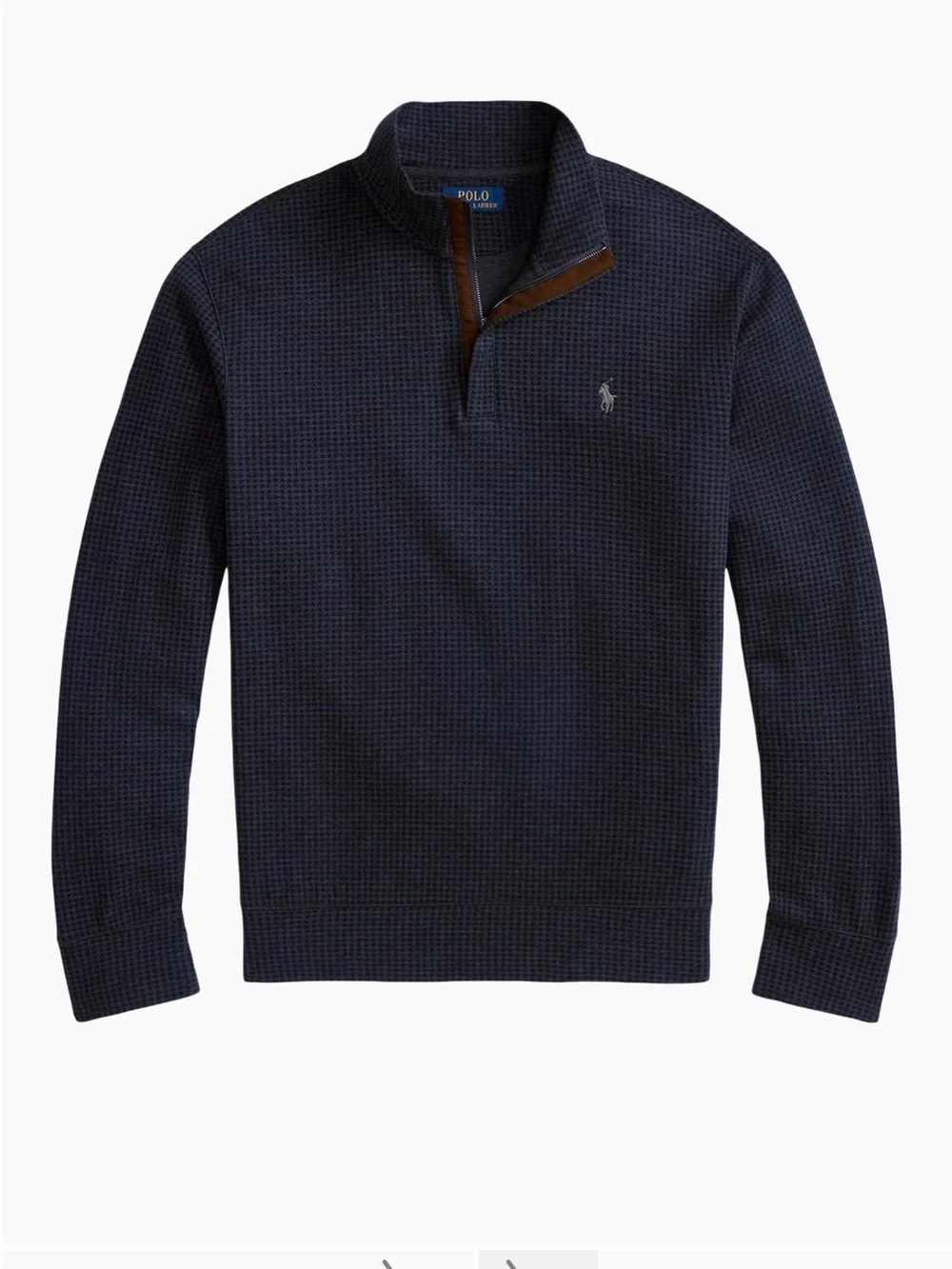Polo by Ralph Lauren Houndstooth Quarter-Zip Polo -Winter Navy Heather Dogtooth